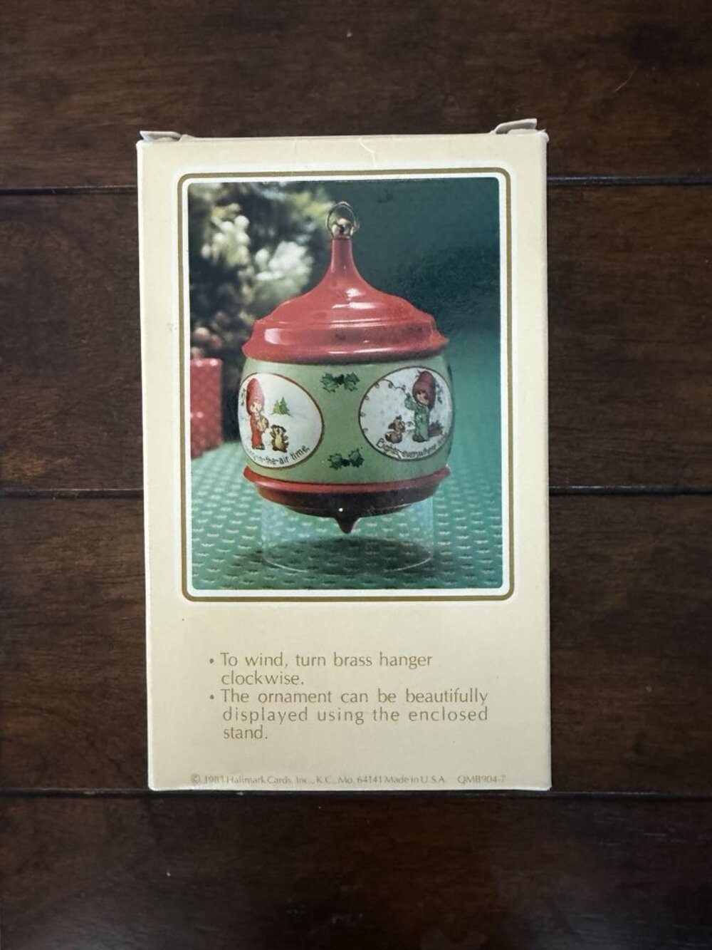 1983 Hallmark Muffin Friendship Musical Ornament Wind Up QMB9047 Works Box